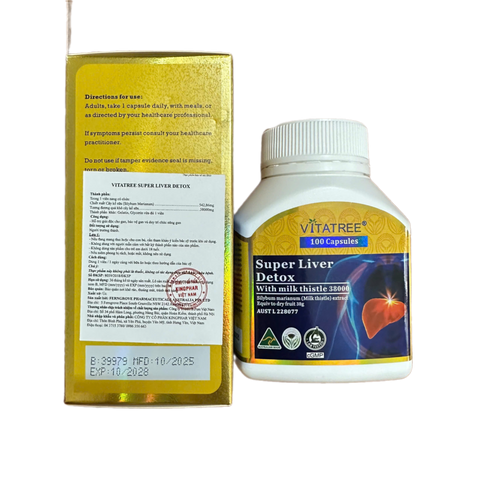 Giải Độc Gan Vitatree Super Liver Detox 38000 - Viên Uống Với Milk Thistle, Hỗ Trợ Gan Khỏe Mạnh, Giúp Tiêu Hóa Tốt