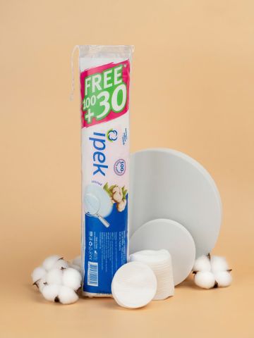 Combo thùng Bông Tẩy Trang Ipek 130 Miếng - Thiết Kế Mềm Mịn, Thấm Hút Tốt, Dành Cho Mọi Loại Da, Sạch Bã Nhờn và Trang Điểm