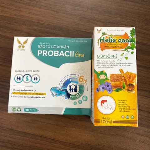 (Chính hãng) Combo Hỗ Trợ Bổ Phế & Men Vi Sinh [TPBVSK Helix Cool + Probacii Care] - 2 Hộp/200ml