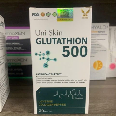 (Chính hãng) Viên uống hỗ trợ đẹp da, sáng da[TPBVSK Uni Skin GLUTATHION 500] - H/30viên
