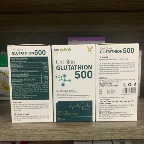 (Chính hãng) Viên uống hỗ trợ đẹp da, sáng da[TPBVSK Uni Skin GLUTATHION 500] - H/30viên