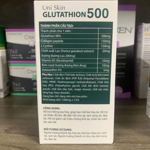 (Chính hãng) Viên uống hỗ trợ đẹp da, sáng da[TPBVSK Uni Skin GLUTATHION 500] - H/30viên