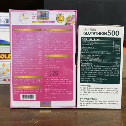 (Chính Hãng) Combo Tố Nữ, Sáng đẹp da [TPBVSK Ado Prime hồng + TPBVSK Glutathion 500] - 2H/60 viên