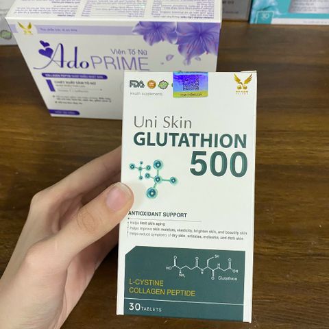 (Chính Hãng) CB Tố Nữ, Sáng Đẹp Da [TPBVSK Ado Prime tím + TPBVSK Uniskin Glutathion 500]-2H/60 viên