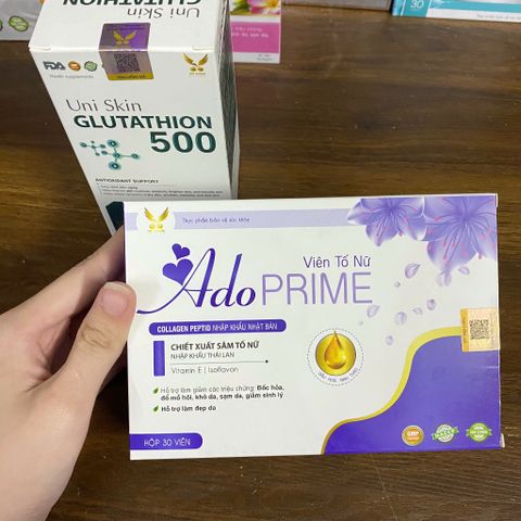 (Chính Hãng) CB Tố Nữ, Sáng Đẹp Da [TPBVSK Ado Prime tím + TPBVSK Uniskin Glutathion 500]-2H/60 viên