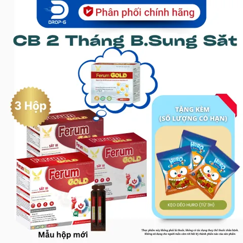 (Chính Hãng)  Combo 3H hỗ trợ bổ sung sắt hữu cơ [3H TPBVSK Ferum Gold] - H/20 ống x 10ml