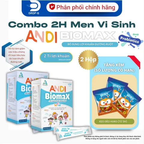 (Chính hãng) - Combo 2H Men vi sinh lợi khuẩn đường ruột [ 2H TPBVSK ANDI BIOMAX]  - 2Hx30góix3g