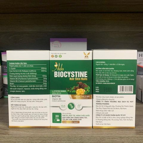 (Chính hãng) Viên Uống Hỗ Trợ Đẹp Da, Tóc, Móng [TPBVSK Ado Biocystine]- H/30 viên