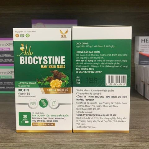 (Chính hãng) Viên Uống Hỗ Trợ Đẹp Da, Tóc, Móng [TPBVSK Ado Biocystine]- H/30 viên