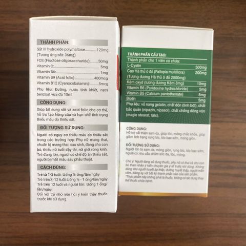 (Chính hãng) CB bổ sung Sắt và Đẹp da, móng, tóc [TPBVSK Ferum Gold + TPBVSK AdoBiocystine] - 2Hx30v