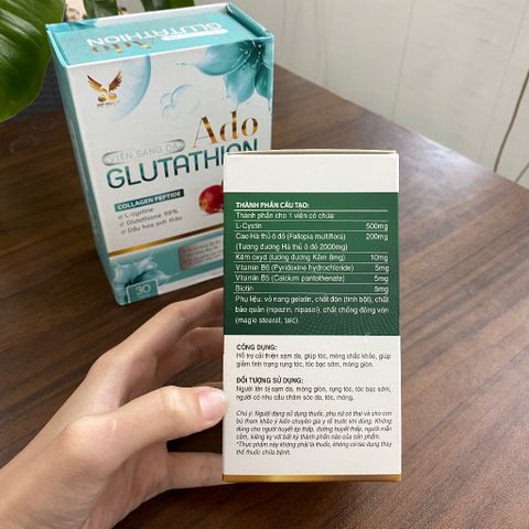 (Chính hãng) Combo Hỗ Trợ Da-Tóc-Móng [TPBVSK Ado Glutathion + TPBVSK Ado Biocystine] - 2Hx30 viên