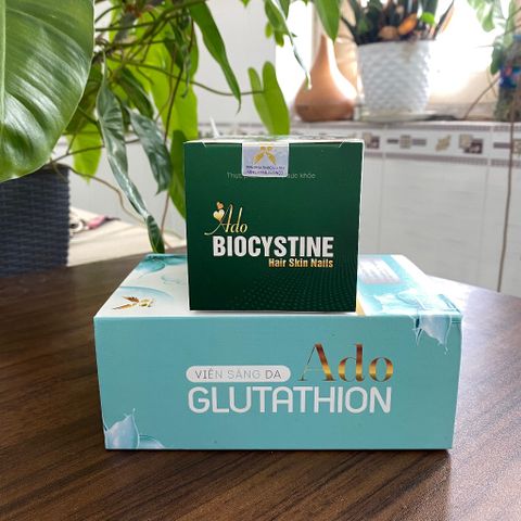 (Chính hãng) Combo Hỗ Trợ Da-Tóc-Móng [TPBVSK Ado Glutathion + TPBVSK Ado Biocystine] - 2Hx30 viên