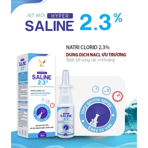 (Chính hãng) Xịt Mũi Hỗ Trợ Kháng Khuẩn, Làm Sạch Dịch Mũi [TPBVSK Hyper Saline 2.3%] - Chai 30ml