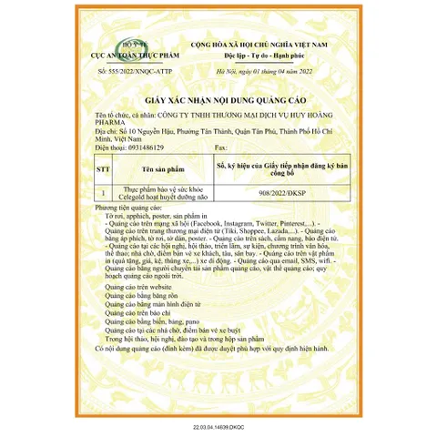 (Chính hãng) Hỗ trợ hoạt huyết, tăng cường tuần hoàn máu não [TPBVSK Celegold]_H/ 30 viên