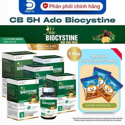 (Chính hãng) Combo 5H Hỗ trợ đẹp da, tóc, móng [5H TPBVSK Ado Biocystine]- 5Hx30 viên