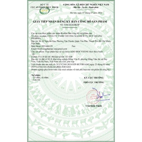 (Chính hãng) Combo 5H Hỗ trợ đẹp da, tóc, móng [5H TPBVSK Ado Biocystine]- 5Hx30 viên