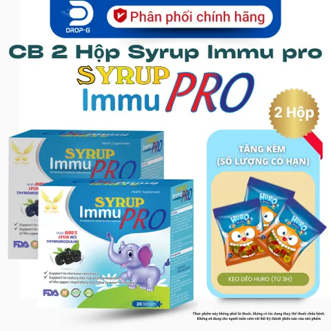 (Chính Hãng) Combo 2H Hỗ trợ tăng sức đề kháng [2H TPBVSK Syrup Immu Pro] - 2Hx20 ống