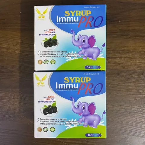 (Chính Hãng) Combo 2H Hỗ trợ tăng sức đề kháng [2H TPBVSK Syrup Immu Pro] - 2Hx20 ống