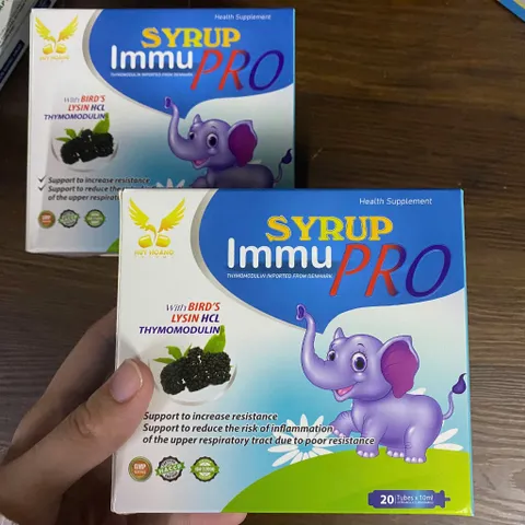 (Chính Hãng) Combo 2H Hỗ trợ tăng sức đề kháng [2H TPBVSK Syrup Immu Pro] - 2Hx20 ống