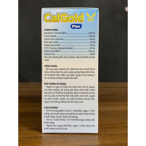 (Chính hãng) Bổ sung Vitamin K2D3, Canxi hữu cơ [TPBVSK Calgold Plus VÀNG] - H/20 ống