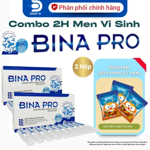(Chính Hãng) Combo 2 hộp Men Vi Sinh bào tử lợi khuẩn [2H TPBVSK Bina Pro] - 2Hx20ống/10ml