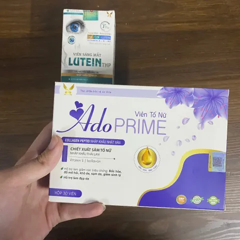 (Chính Hãng) Combo Nội Tiết Tố Nữ, Sáng Mắt [1H TPBVSK Ado Prime Tím + 1H TPBVSK Lutein] - 2Hx30viên