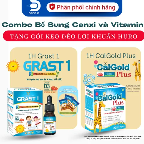 (Chính Hãng) CB bổ sung Canxi và Vitamin D3K2 [TPBVSK Grast 1 + TPBVSK Calgold plus hươu] - 2H/210ml