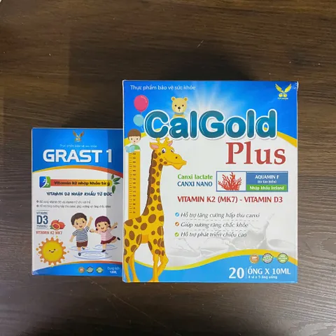 (Chính Hãng) CB bổ sung Canxi và Vitamin D3K2 [TPBVSK Grast 1 + TPBVSK Calgold plus hươu] - 2H/210ml