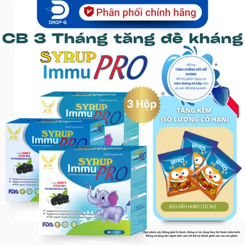 (Chính hãng) Combo 3 Hộp Hỗ Trợ Tăng Đề Kháng [3H TPBVSK Syrup Immu Pro] - 3H x 20 ống x 10ml
