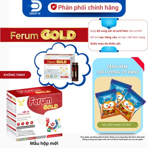 (Chính hãng) Siro hỗ trợ bổ sung sắt hữu cơ [TPBVSK Ferum Gold] - H/20 ống x10ml