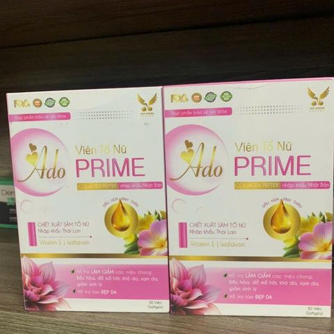 (Chính hãng) Viên Uống Nội Tiết Tố Nữ, Sáng Đẹp Da [TPBVSK Ado Prime HỒNG] - H/30 viên