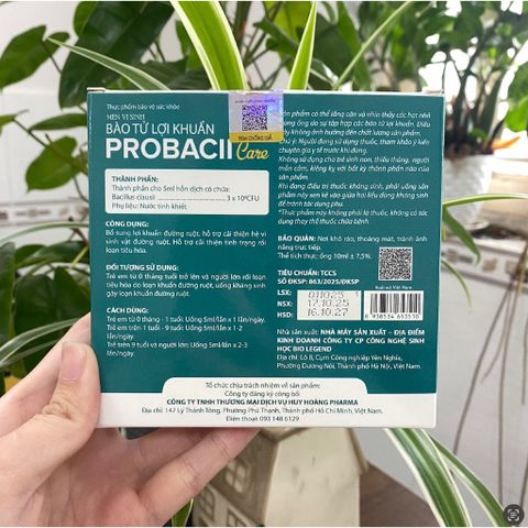 (Chính hãng) Men vi sinh  6 tỷ lợi khuẩn  [TPBVSK Probacii Care]  - H/ 10 ống x10ml