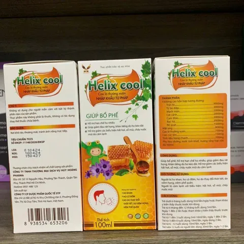 (Chính hãng) Siro Hỗ trợ bổ phế, giảm ho [TPBVSK HELIX COOL] - chai 100ml