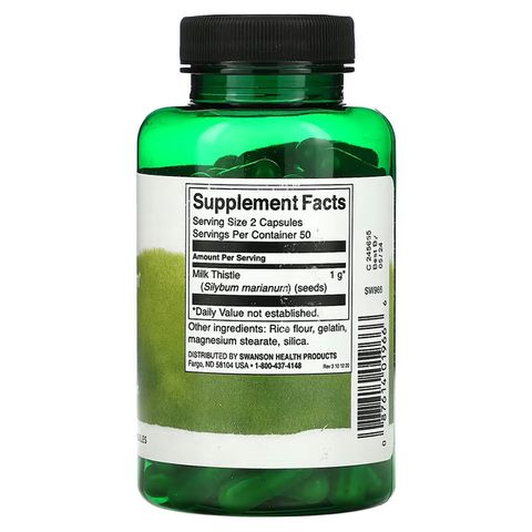 Viên uống giải độc gan Swanson Milk Thistle 500mg - Hỗ trợ chức năng gan và detox hiệu quả - 100 viên của Mỹ 627164
