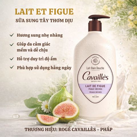 Sữa Tắm Rogé Cavaillès Lait Bain Douche 1L – Dưỡng Ẩm Dịu Nhẹ, 4 Mùi Hương Pháp