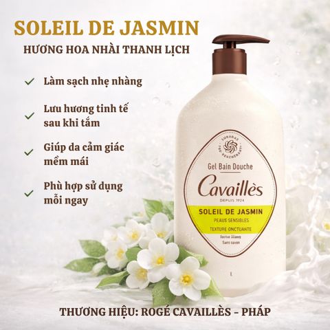 Sữa Tắm Rogé Cavaillès Lait Bain Douche 1L – Dưỡng Ẩm Dịu Nhẹ, 4 Mùi Hương Pháp