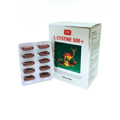 Viên Uống Hỗ Trợ Sáng Da L-Cystine500+ Hỗ Trợ Giảm Sạm Nám, Bổ Sung Biotin & Vitamin E - Hộp 60 Viên