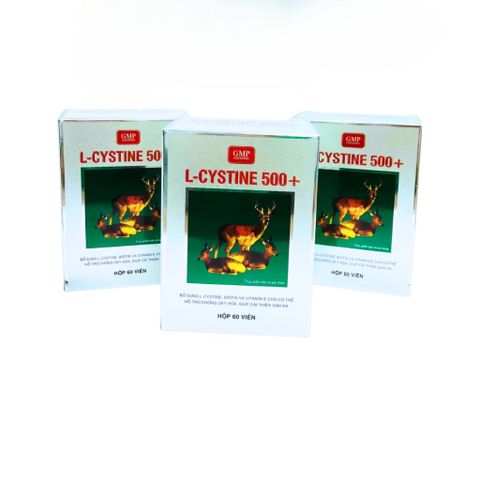 Viên Uống Hỗ Trợ Sáng Da L-Cystine500+ Hỗ Trợ Giảm Sạm Nám, Bổ Sung Biotin & Vitamin E - Hộp 60 Viên