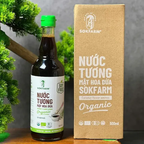 Nước tương mật hoa dừa organic Sokfarm 500ml - Dòng ít muối 627346