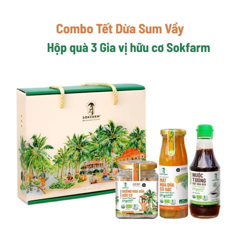 Hộp quà 3 Gia vị Mật hoa dừa hữu cơ Sokfarm - Hộp quà organic 627366
