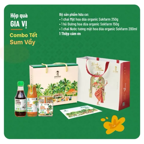 Hộp quà 3 Gia vị Mật hoa dừa hữu cơ Sokfarm - Hộp quà organic 627366