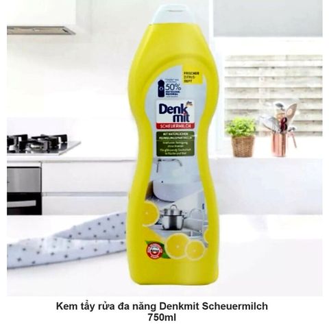 Kem tẩy đa năng Denkmit Scheuermilch 750ml, vệ sinh xong nồi inox sứ gạch men hiệu quả