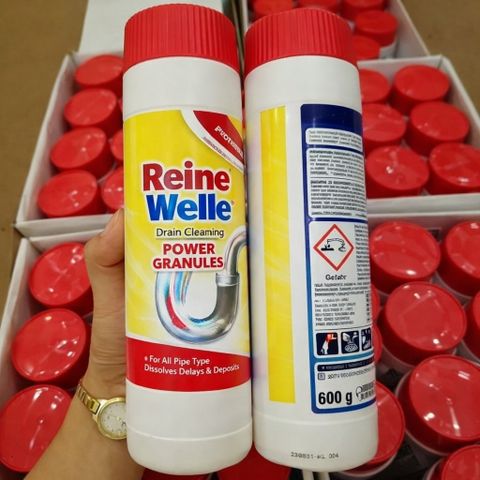 Bột thông cống Reine Welle 600g, hạt tẩy đường ống bồn rửa tan mỡ tóc cặn bẩn, hàng nhập Đức