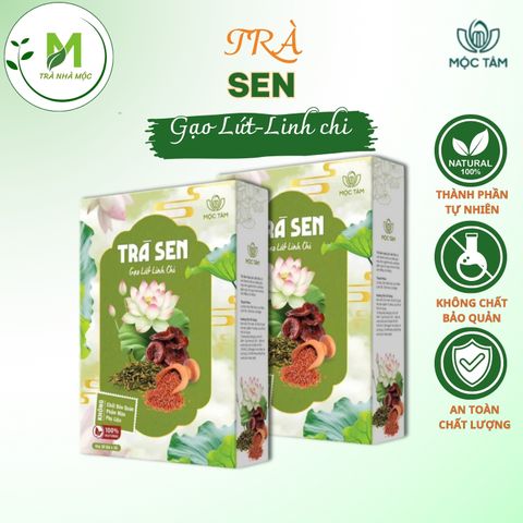 Trà Sen Gạo Lứt Linh Chi Mộc Tâm giúp Giải Nhiệt, Thải Mỡ, Giúp Ngủ Ngon,  Hộp 30 Túi Lọc