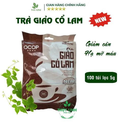 Trà Giảo cổ lam THÁI HƯNG - Bịch 100 túi lọc 5g Giảm cân, hạ mỡ máu, đường huyết, ổn định mạch
