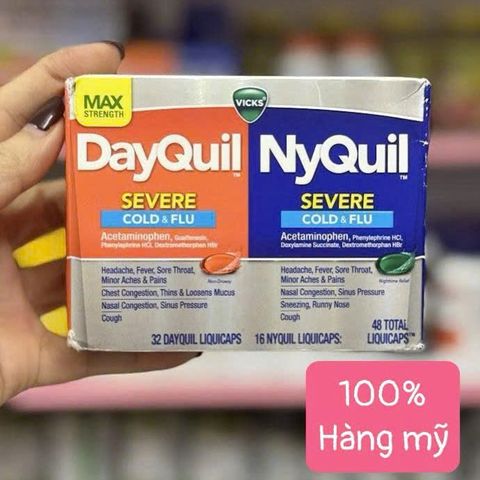 Viên Uống Giảm Ho và Cảm Cúm Vicks DayQuil & NyQuil 48 Viên - Giải Pháp Nhanh Chóng Cho Sức Khỏe Giấc Ngủ Tốt Hơn