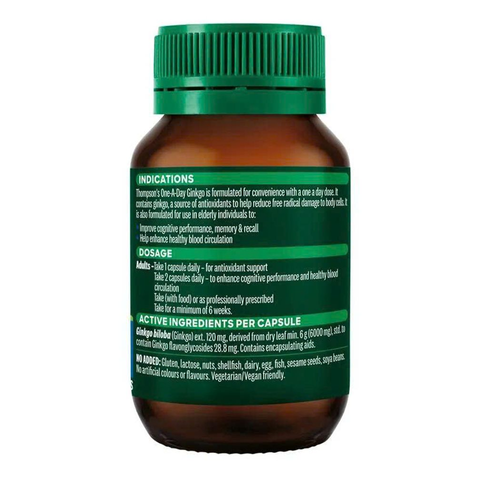 Viên uống bổ não Thompsons One A Day Ginkgo 6000 - Tăng cường trí nhớ và tập trung, 60 viên của Úc 627898