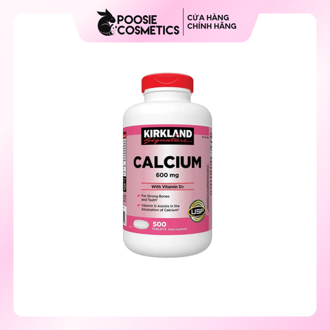 Viên uống Canxi Kirkland Calcium 600mg D3 500 viên của Mỹ