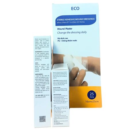 Băng dính vết thương vô trùng ECO chống thấm nước, độ dính cao - Hộp 25 miếng