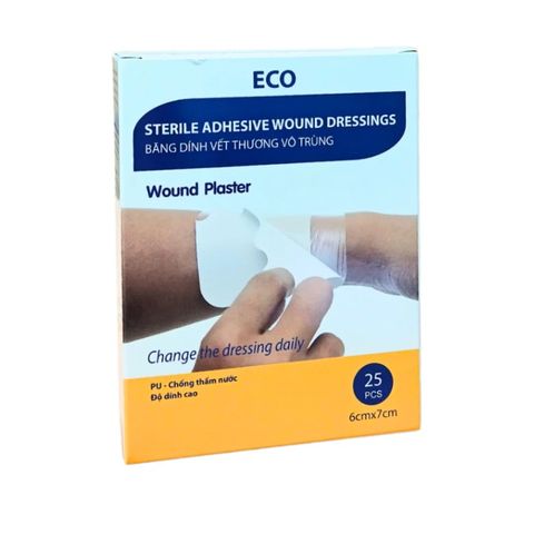 Băng dính vết thương vô trùng ECO chống thấm nước, độ dính cao - Hộp 25 miếng